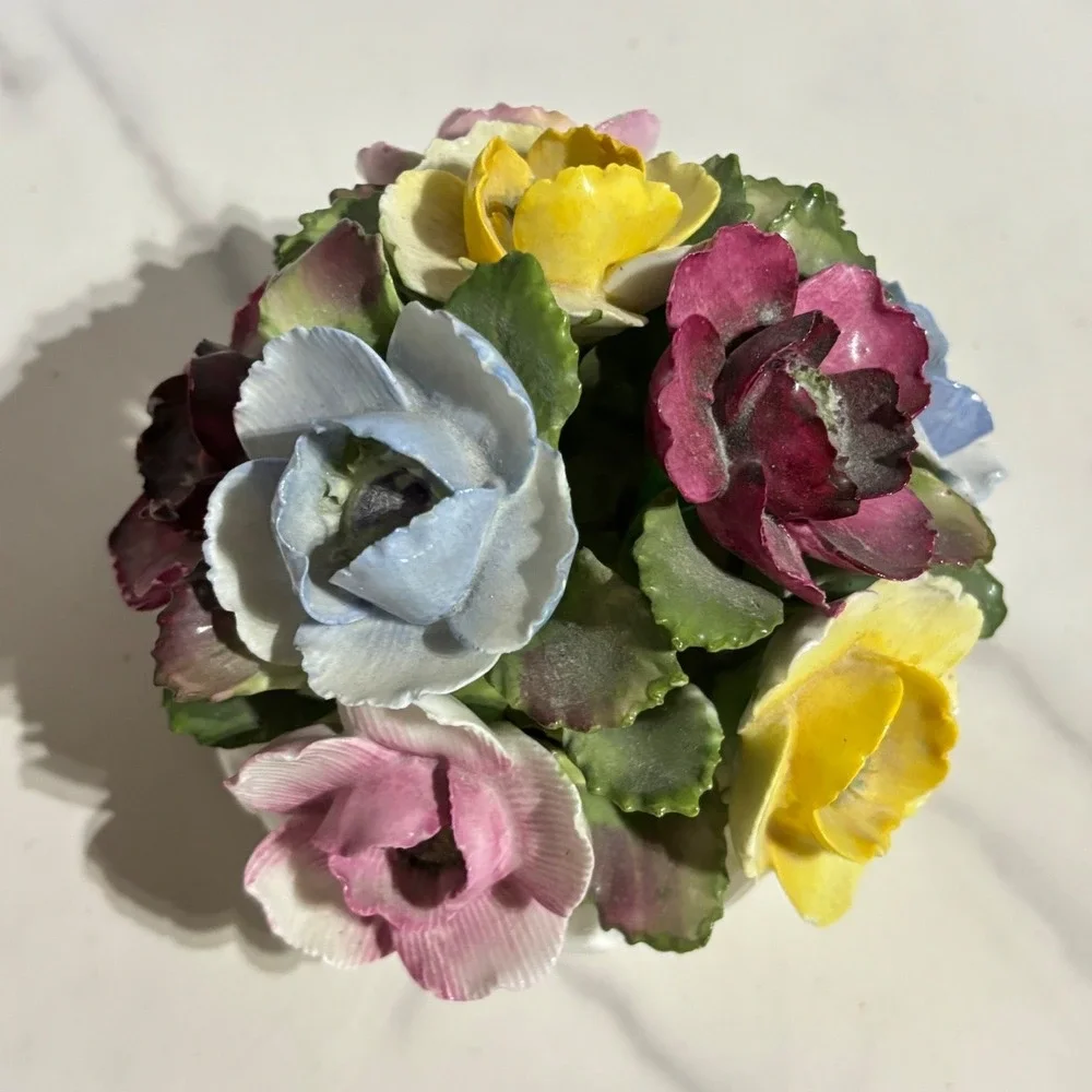 Vintage Aynsley England Bone China Flower Bouquet Figurine Hand Painted Floral